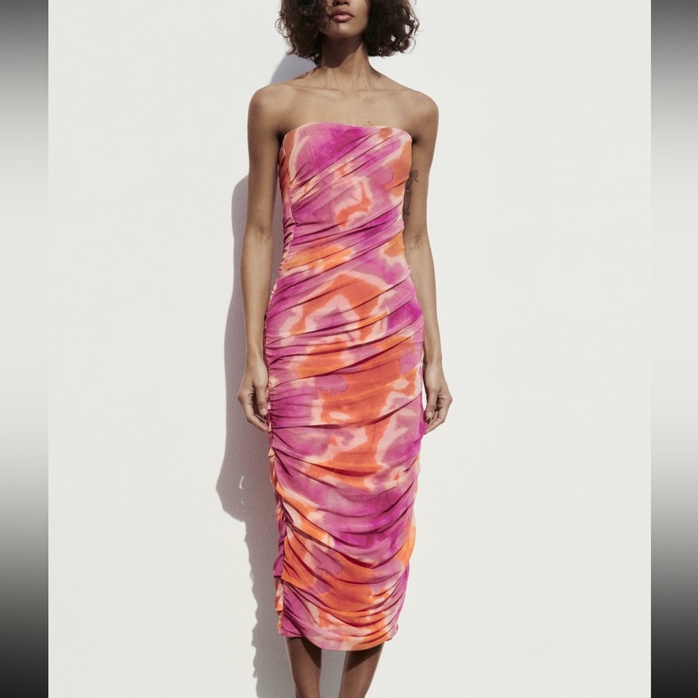 Vibrant Pink and Orange Women's Dress